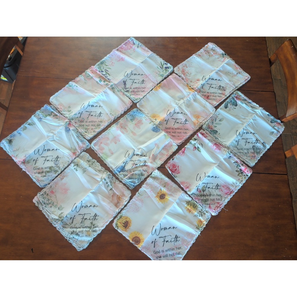 60 Pc Christian Gifts Women Of Faith Handkerchiefs God Is Within Her Psalm 46:5